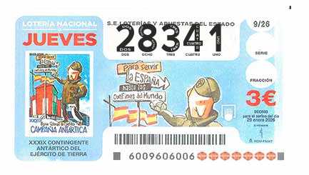 Décimo 28341 del sorteo 9-29/01/2026 Jueves