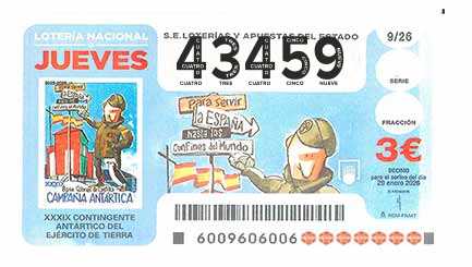 Décimo 43459 del sorteo 9-29/01/2026 Jueves