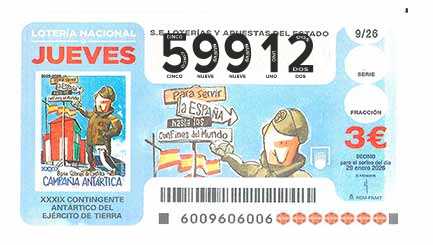 Décimo 59912 del sorteo 9-29/01/2026 Jueves