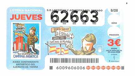Décimo 62663 del sorteo 9-29/01/2026 Jueves