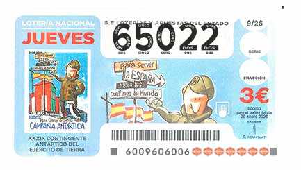 Décimo 65022 del sorteo 9-29/01/2026 Jueves