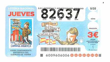 Décimo 82637 del sorteo 9-29/01/2026 Jueves