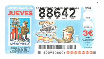 Décimo 88642 del sorteo 9-29/01/2026 Jueves