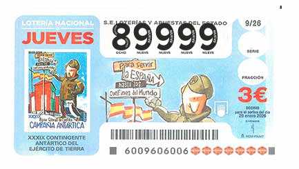 Décimo 89999 del sorteo 9-29/01/2026 Jueves