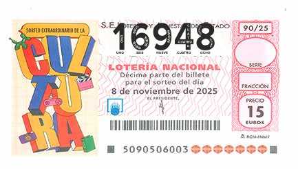 Décimo 16948 del sorteo 90-08/11/2025 Sábado