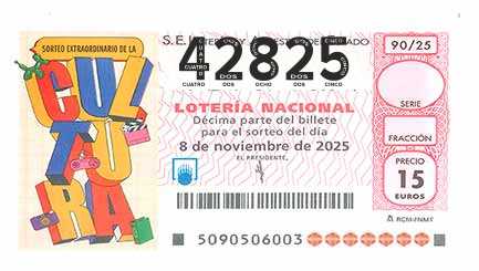 Décimo 42825 del sorteo 90-08/11/2025 Sábado