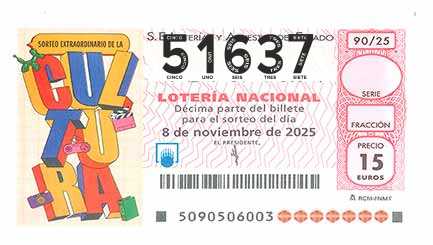 Décimo 51637 del sorteo 90-08/11/2025 Sábado