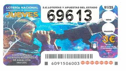 Décimo 69613 del sorteo 91-13/11/2025 Jueves