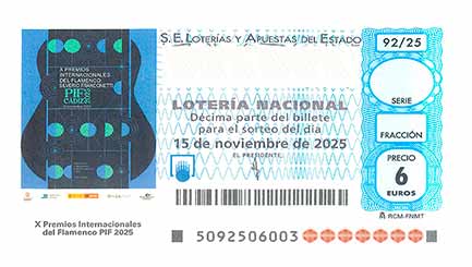 Décimo 56728 del sorteo 92-15/11/2025 Sábado