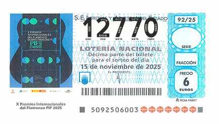 Décimo 12770 del sorteo 92-15/11/2025 Sábado