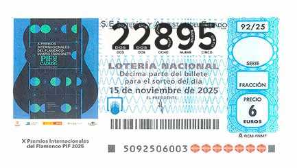 Décimo 22895 del sorteo 92-15/11/2025 Sábado