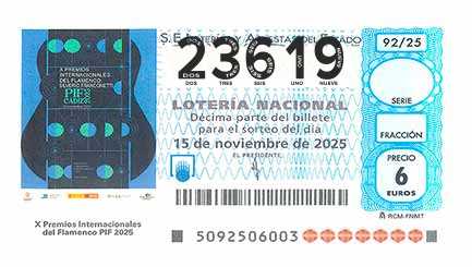 Décimo 23619 del sorteo 92-15/11/2025 Sábado