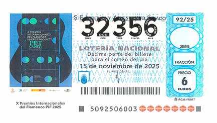 Décimo 32356 del sorteo 92-15/11/2025 Sábado