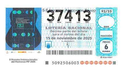 Décimo 37413 del sorteo 92-15/11/2025 Sábado