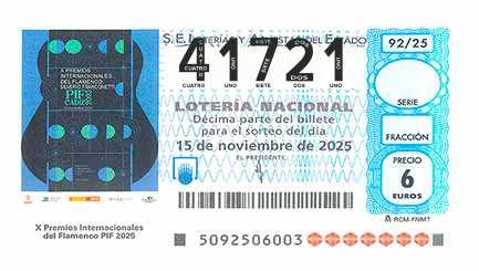 Décimo 41721 del sorteo 92-15/11/2025 Sábado