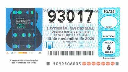 Décimo 93017 del sorteo 92-15/11/2025 Sábado