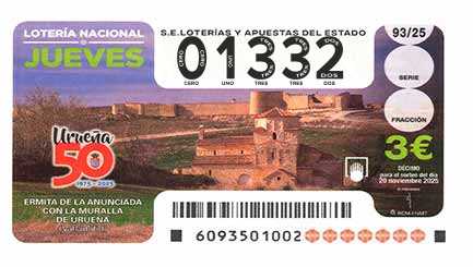 Décimo 01332 del sorteo 93-20/11/2025 Jueves