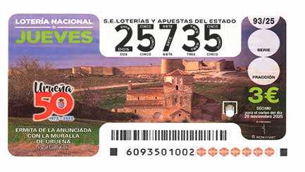 Décimo 25735 del sorteo 93-20/11/2025 Jueves