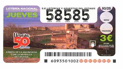 Décimo 58585 del sorteo 93-20/11/2025 Jueves