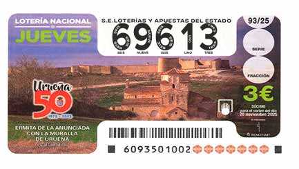 Décimo 69613 del sorteo 93-20/11/2025 Jueves