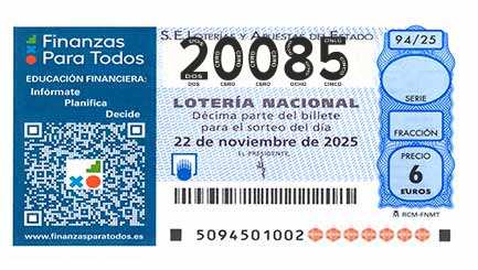 Décimo 20085 del sorteo 94-22/11/2025 Sábado