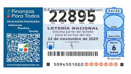 Décimo 22895 del sorteo 94-22/11/2025 Sábado