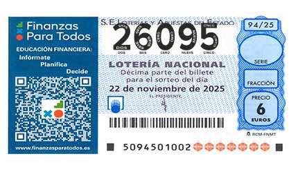 Décimo 26095 del sorteo 94-22/11/2025 Sábado