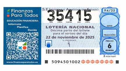 Décimo 35415 del sorteo 94-22/11/2025 Sábado