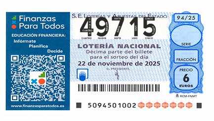 Décimo 49715 del sorteo 94-22/11/2025 Sábado