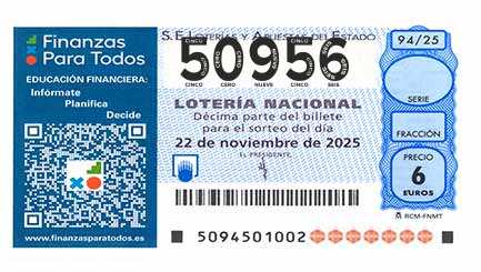 Décimo 50956 del sorteo 94-22/11/2025 Sábado