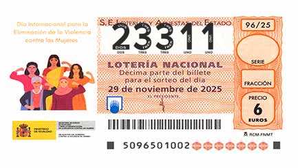 Décimo 23311 del sorteo 96-29/11/2025 Sábado