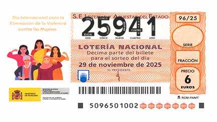 Décimo 25941 del sorteo 96-29/11/2025 Sábado