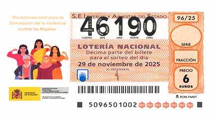 Décimo 46190 del sorteo 96-29/11/2025 Sábado