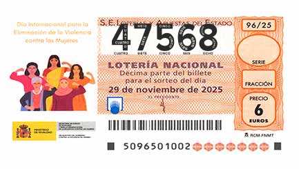 Décimo 47568 del sorteo 96-29/11/2025 Sábado