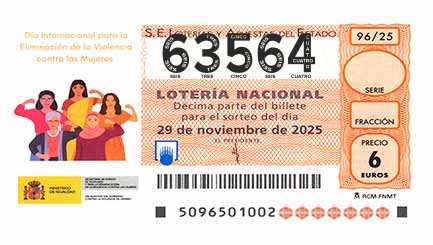 Décimo 63564 del sorteo 96-29/11/2025 Sábado
