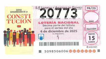 Décimo 20773 del sorteo 98-06/12/2025 Sábado