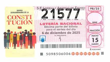 Décimo 21577 del sorteo 98-06/12/2025 Sábado