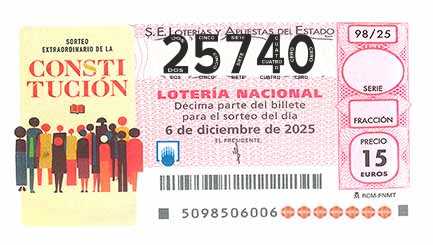 Décimo 25740 del sorteo 98-06/12/2025 Sábado