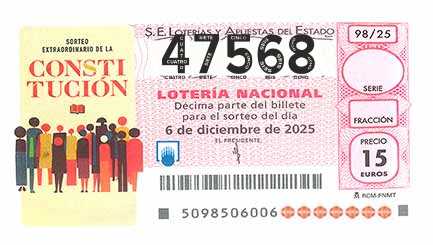 Décimo 47568 del sorteo 98-06/12/2025 Sábado