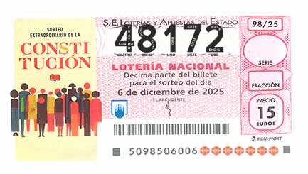 Décimo 48172 del sorteo 98-06/12/2025 Sábado