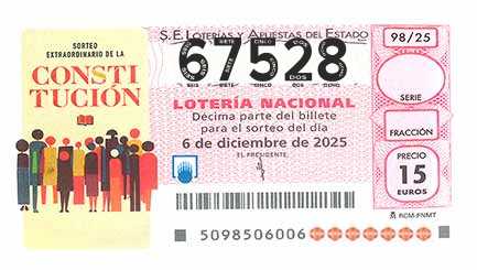 Décimo 67528 del sorteo 98-06/12/2025 Sábado