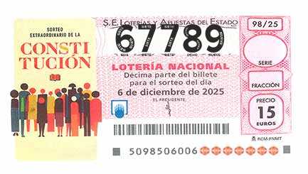 Décimo 67789 del sorteo 98-06/12/2025 Sábado